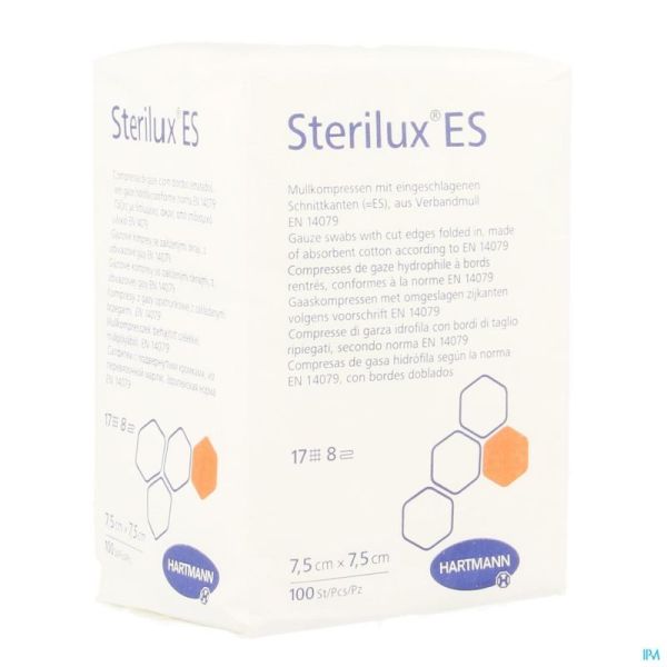 Sterilux Es 7,5x7,5cm 8pl.nst.100 P/s