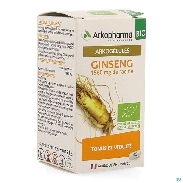 ARKOGELULES GINSENG BIO CAPS 45