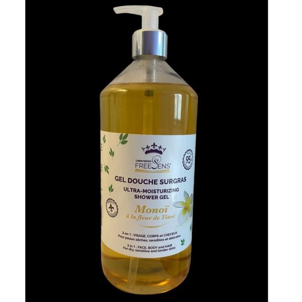 Freesens Gel Douche Surgras Fleur Monoi Pompe 1l