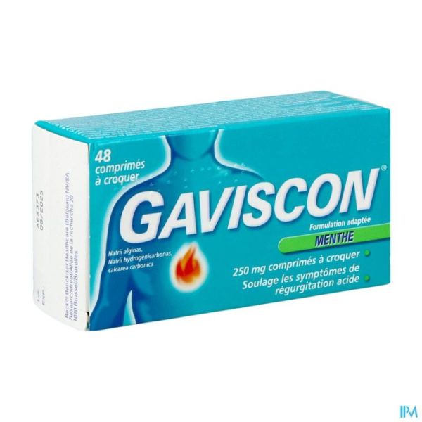 GAVISCON MENTHE COMP A CROQUER 48X250 MG