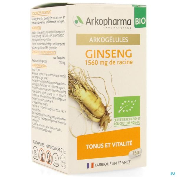 ARKOGELULES GINSENG BIO CAPS 150