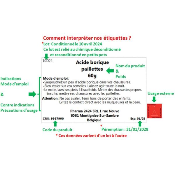 Acide borique paillettes 60g