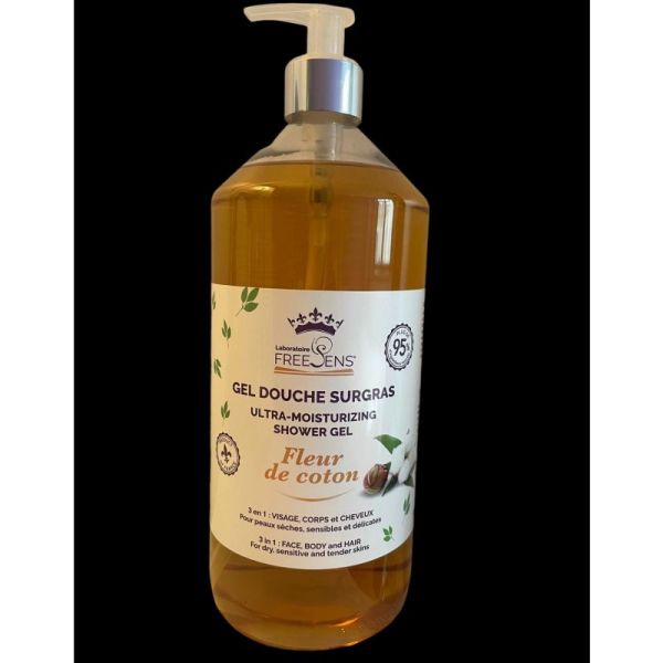 Freesens Gel Douche Surgras Fleur Coton Pompe 1l