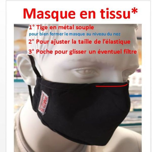 MASQUE EN TISSU ADULTE NOIR