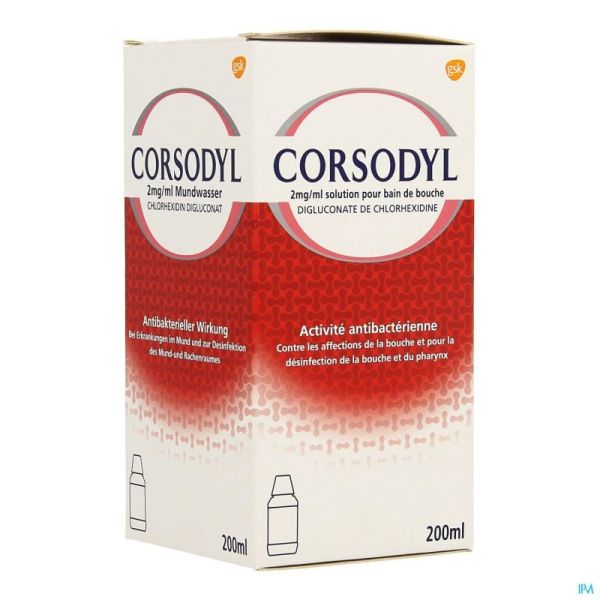 Corsodyl 2mg/ml Sol Bain Bouche 200ml