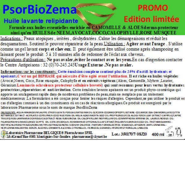 PSORBIOZEMA HLE LAVANTE APAIS.CORPS CHEVEUX 400ML