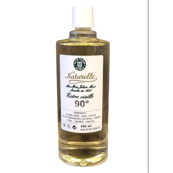 EAU DE COLOGNE Naturelle 90%  bouteille en verre 250ML