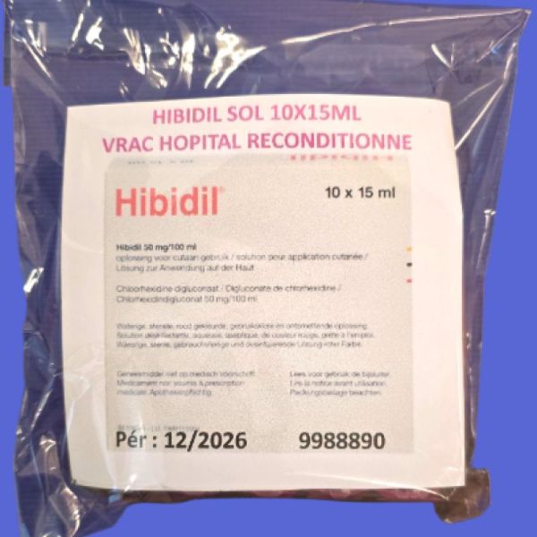 HIBIDIL SOL 10X15ML VRAC HOPITAL RECONDITIONNE