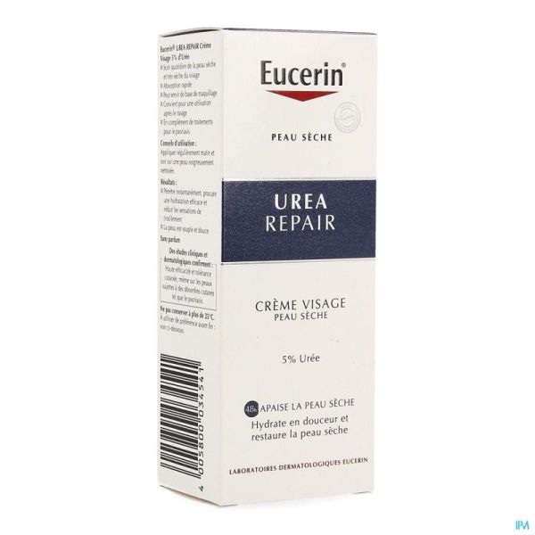 Eucerin Peau Seche Creme Visage 5% Uree Tube 50ml